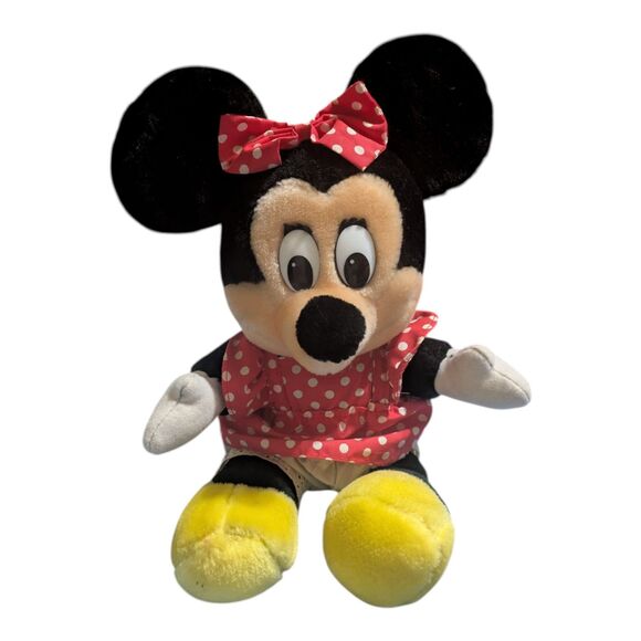 Disney Other - Vintage Minnie Mouse Plush Red Polka Dot Dress Disney Stuffed Animal Toy
